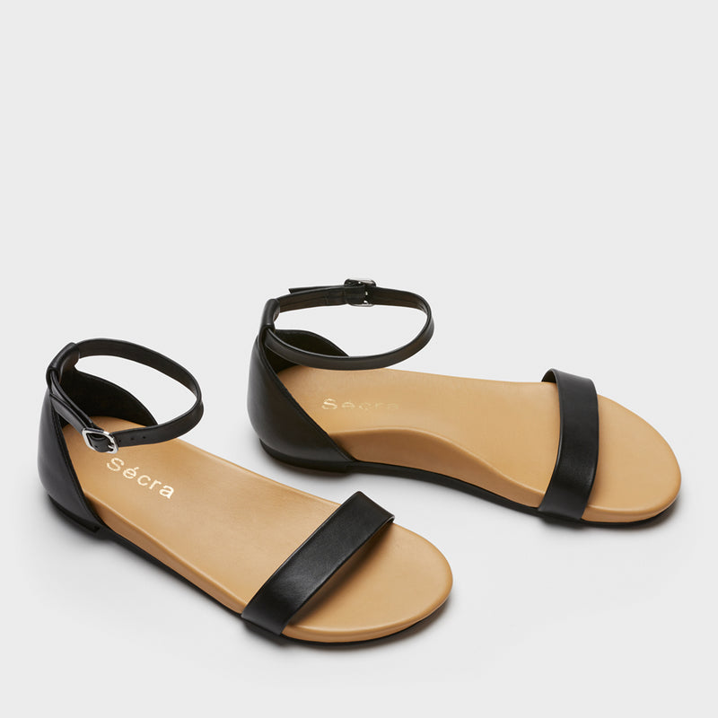 secra arch support sandals black angle view